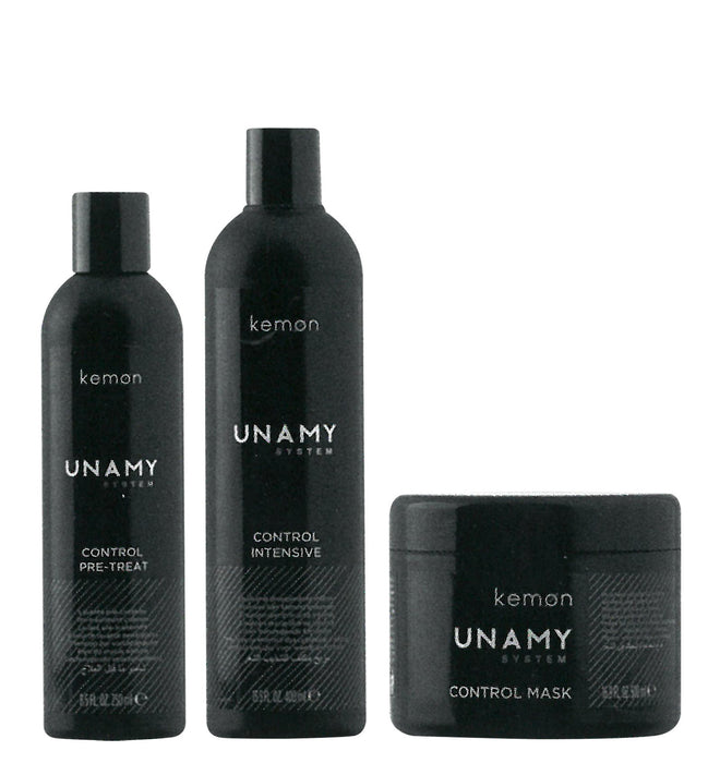 Set Kemon Unamy System Control Intensive: șampon 400 ml + balsam 250 ml + mască de tratament 500 ml