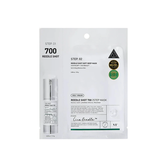 Mască facială VT Cosmetics Reedle Shot 700 2 Step, hidratantă și regeneratoare, 26,5 g
