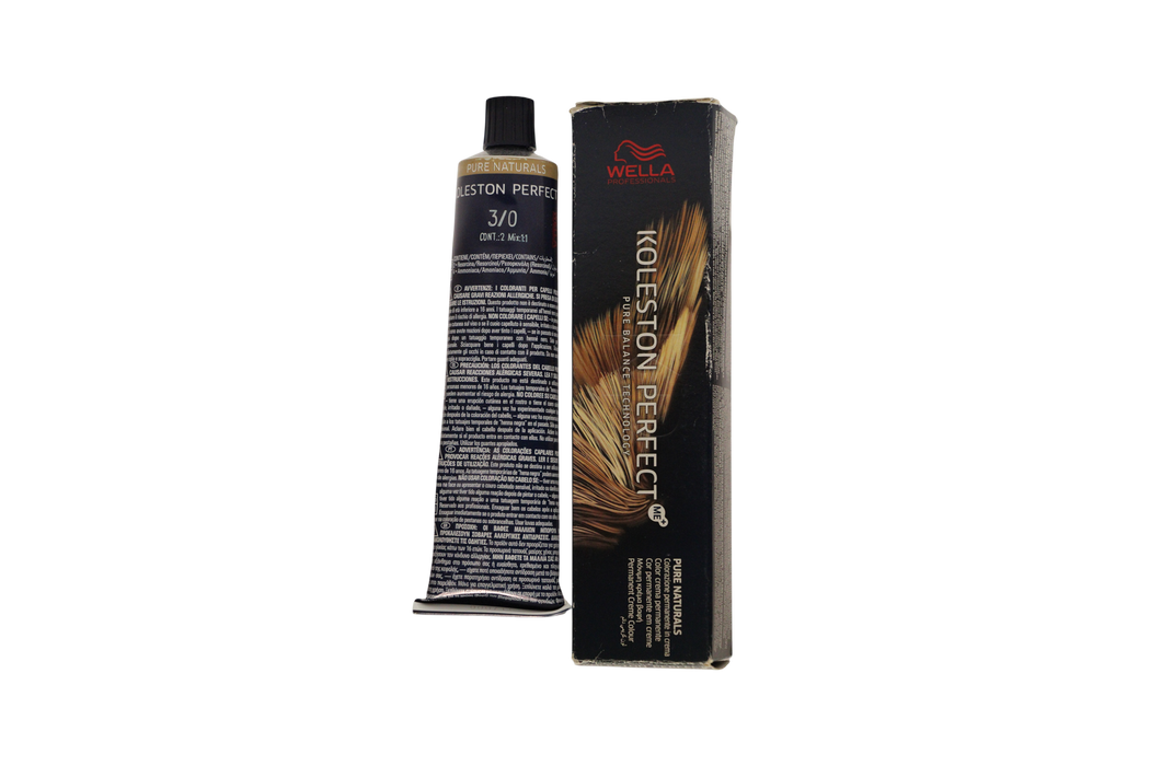 Vopsea permanentă de păr Wella Professionals Koleston Perfect Me+, nuanța 3/0 Dark Brown, 60 ml, tester