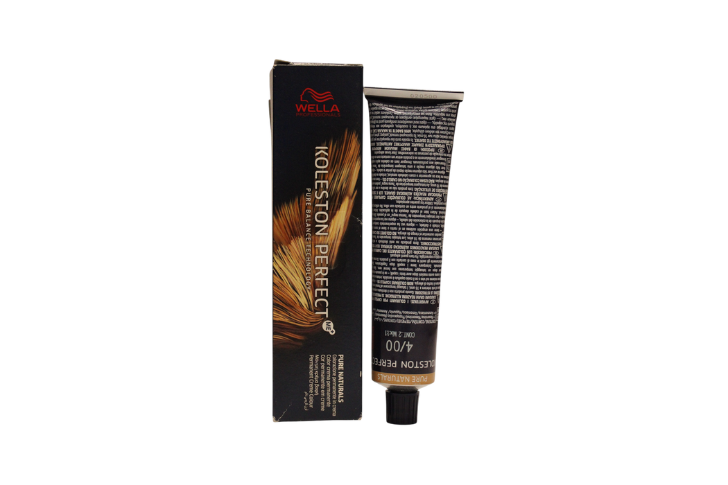 Vopsea permanentă de păr Wella Professionals Koleston Perfect Me+, nuanța 4/00 Medium Chestnut Intense Natural, 60 ml, tester