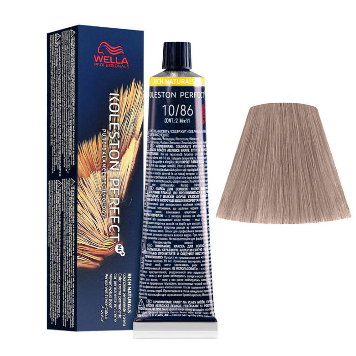 Vopsea permanentă de păr Wella Professionals Koleston Perfect, nuanța 10/86 Lightest Blonde Pearl Violet, 60 ml, tester