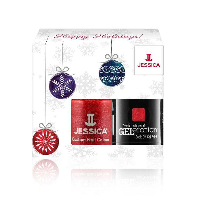 Set Jessica Professional GELeration + Custom Colors, nuanța Hearts on Fire, ojă semipermanentă 15 ml + ojă 14,8 ml