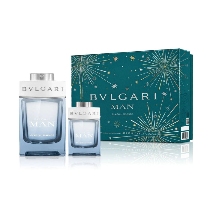 Set Bvlgari Man Glacial Essence, pentru bărbați: apă de parfum 100 ml + miniatură apă de parfum 15 ml