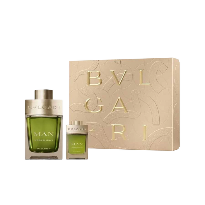 Set Bvlgari Man Wood Essence, pentru bărbați: apă de parfum 100 ml + miniatură 15 ml