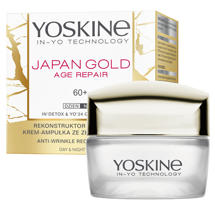 Cremă de față Yoskine Japan Gold 60+, reparatoare, antirid, de zi și de noapte, 50 ml